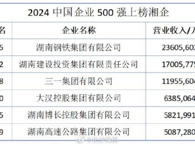 湘企崛起！6家企业强势跻身中国企业500强榜单，你猜都有谁？