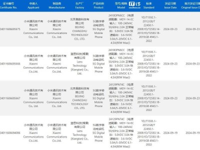 小米15 Pro新动向！全系标配90W快充，已通过3C认证