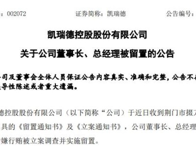 52岁董事长涉嫌行贿被查！公司股价提前大跌，咋回事？