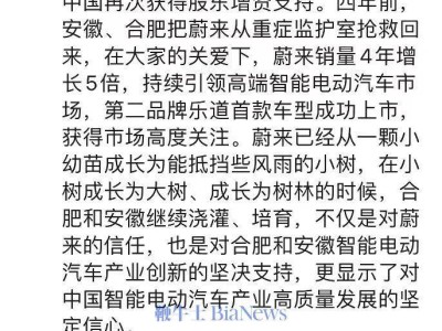 蔚来中国获33亿国资增资，李斌致谢合肥，有何深意？