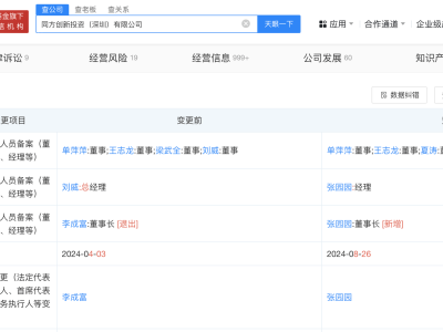 同方创新投资换帅，张园园接任董事长，工商变更已完成！