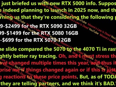 RTX 50系列显卡售价曝光，5090型号或定价1999~2499美元？