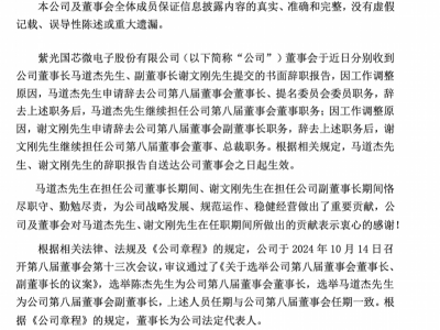 紫光国微高层变动，陈杰接任董事长，将有何新动向？