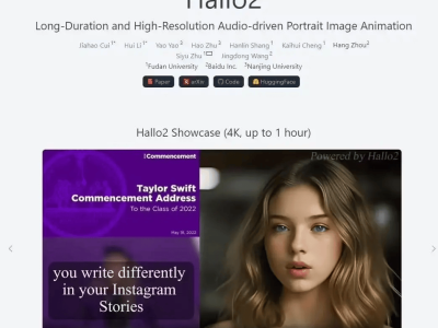 复旦携百度首发：Hallo2模型，1小时4K视频一键生成！