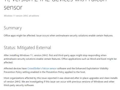 CrowdStrike再陷风波，Win11 24H2用户遭遇应用卡死？