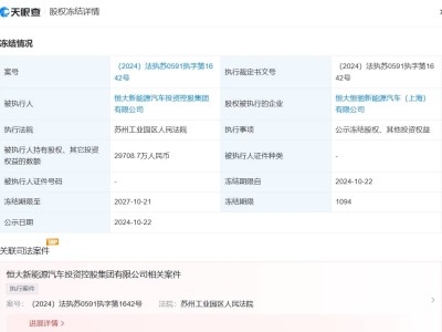 恒大新能源汽车2.9亿股权遭冻结，背后有何隐情？