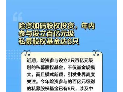 险资加码股权投资，年内参与设立百亿元级私募股权基金达6只