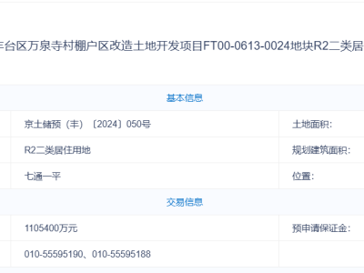 110.54亿！丽泽+二环 丰台万泉寺供地开启预申请 |土拍快讯