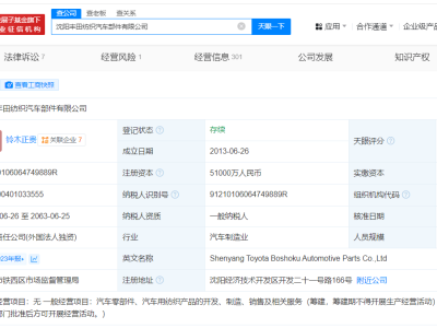 丰田纺织旗下汽车部件公司大幅增资183%，资金规模达5.1亿元！