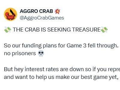 《蟹蟹寻宝奇遇》开发商Aggro Crab新游融资遇挫，未来路在何方？