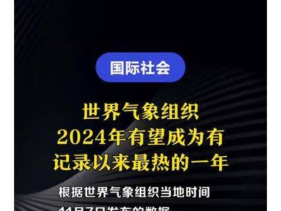 世界气象组织：2024年有望成为有记录以来最热的一年