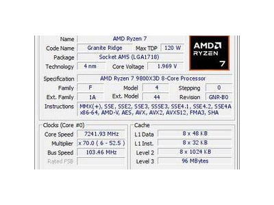 锐龙7 9800X3D处理器超频新纪录：7.24GHz高频亮相，电压近2V引关注