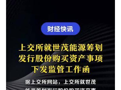 上交所就世茂能源筹划发行股份购买资产事项下发监管工作函