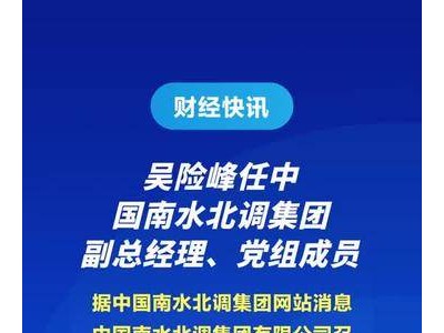 吴险峰任中国南水北调集团副总经理、党组成员