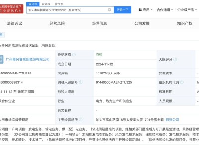 汕头新能源投资合伙企业成立，中国康富等携手注资11.1亿