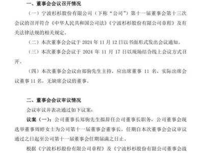 杉杉股份高层再变动：郑驹退居副董，80后周婷接任董事长