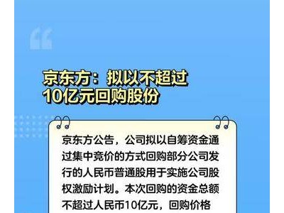 京东方：拟以不超过10亿元回购股份