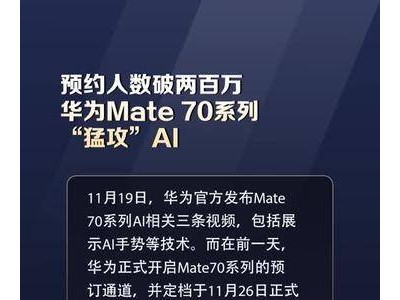 预约人数破两百万 华为Mate 70系列“猛攻”AI