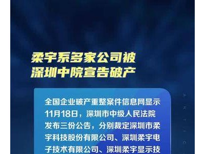 柔宇系多家公司被深圳中院宣告破产