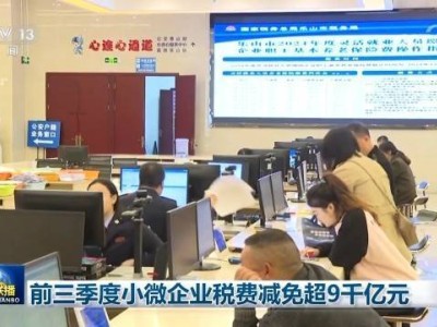 前三季度小微企业税费减免超9400亿，税负大幅下降经营向好