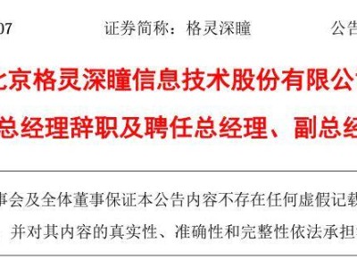 格灵深瞳高层变动，赵勇辞任总经理，三季度亏损同比扩大两倍