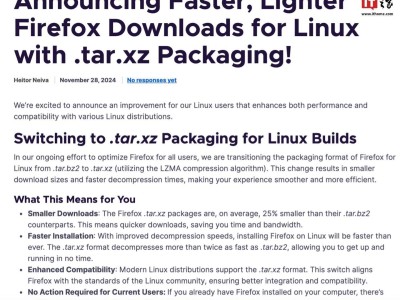 Firefox火狐浏览器Linux版换用.tar.xz格式，软件包更小解压更快！