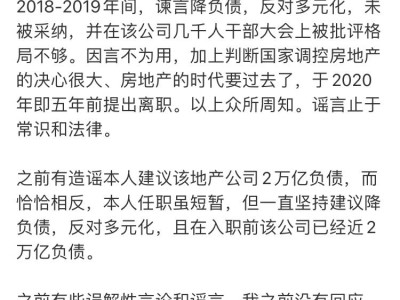 任泽平辟谣：未涉恒大财富销售，曾谏言降负债反遭大会批评