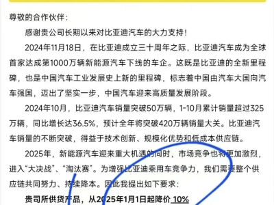 比亚迪成新王却陷降价风波，产业链共赢之路何在？