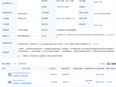 中国中铁等巨头联手，天津新设12亿股权投资中心