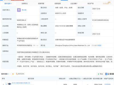 东华科技全资控股，安徽新材料公司正式揭牌运营