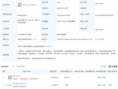 扬州新添锗业科技力量，格林美等联手成立宁达锗业公司