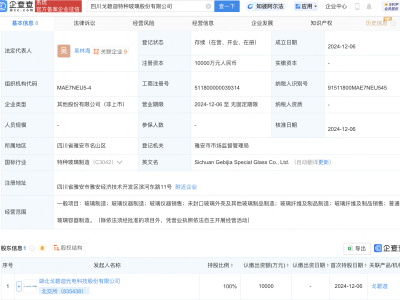 戈碧迦布局四川，新成立特种玻璃公司专注制造与销售