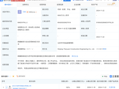天源环保布局新疆！新成立建设工程公司注册资本达5000万