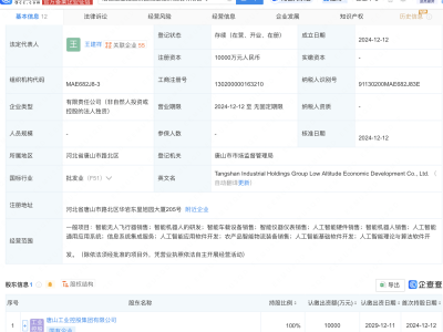 唐山工业控股集团新设低空经济公司，业务范围涵盖多项AI技术