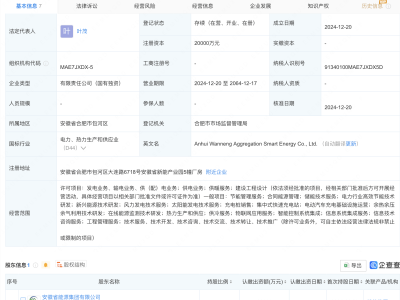 安徽皖能新设智慧能源公司，注册资本达2亿，业务布局多元