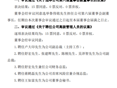 东方证券高层人事变动，鲁伟铭转任副董事长，卢大印等新晋高管亮相