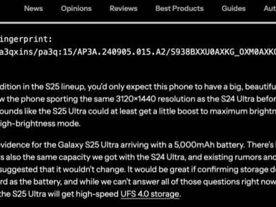 三星S25 Ultra曝光：峰值亮度跃升至3000尼特，搭载UFS 4.0存储