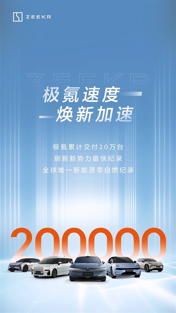 全球唯一零自燃！极氪累计交付20万台