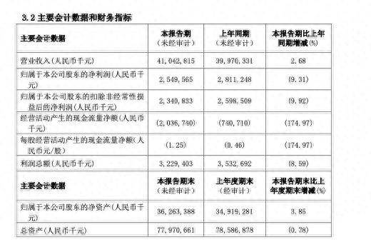 白云山半年报截图