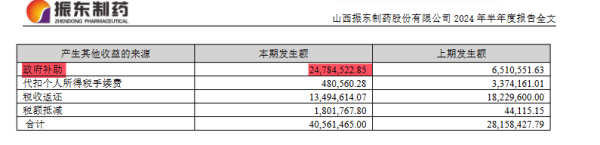 振东制药非经常性损益截图