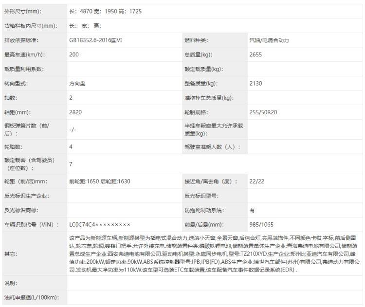 新款比亚迪唐DM-i特殊运动化版本