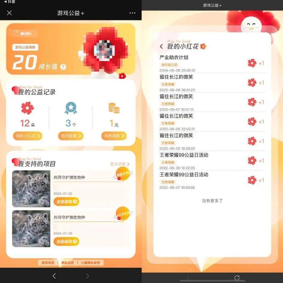 游戏公益+公益记录页面