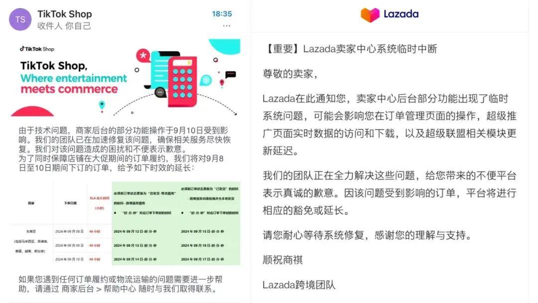 Lazada和TikTok Shop受影响