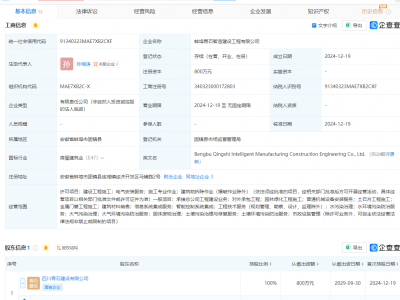 首创环保新动向：间接全资成立蚌埠青石智造建设工程公司