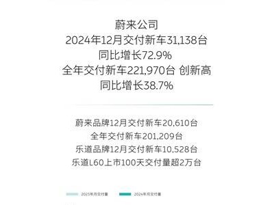 蔚来2024年销量突破22万，纯电高端市场独占鳌头！