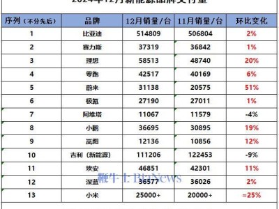 2024新能源车企成绩单揭晓，2025年谁将率先冲刺新目标？