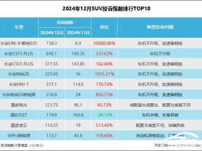 本土品牌霸榜！2024年12月SUV投诉指数哪些车企被点名？