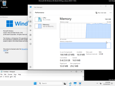 开发者神技！仅用184MB内存成功运行精简版Win11