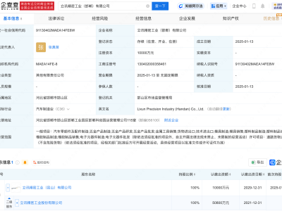 立讯精密在邯郸全资设立新公司，专注汽车零部件及五金制造