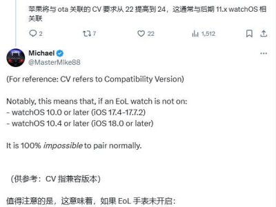 苹果watchOS更新出Bug，旧款Apple Watch更新遇阻无法配对？